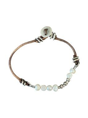 SILPADA Sterling Silver Freshwater Pearl Leather Bracelet B1062